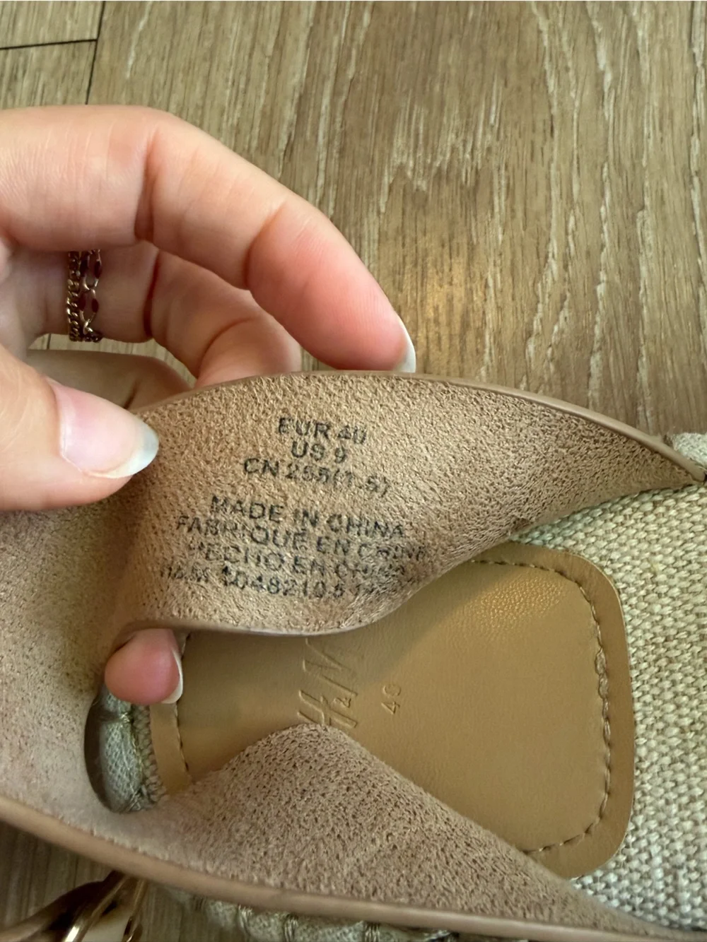 H&M Beige Leather Espadrille Sandals w/ Ankle Buckle